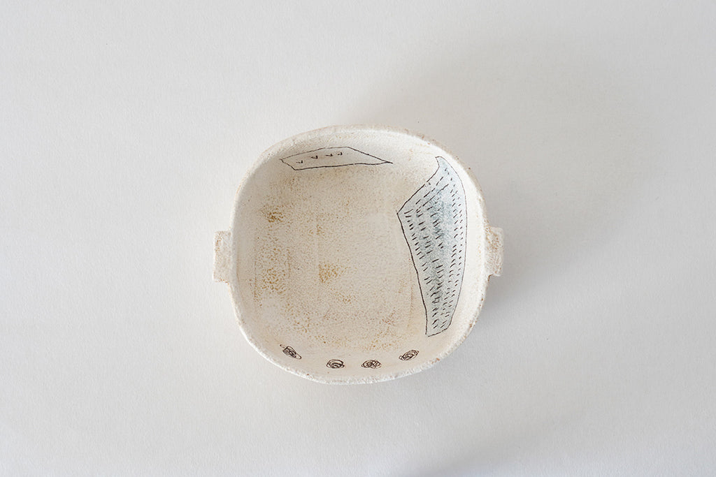 hapun pottery 耳付き角小鉢