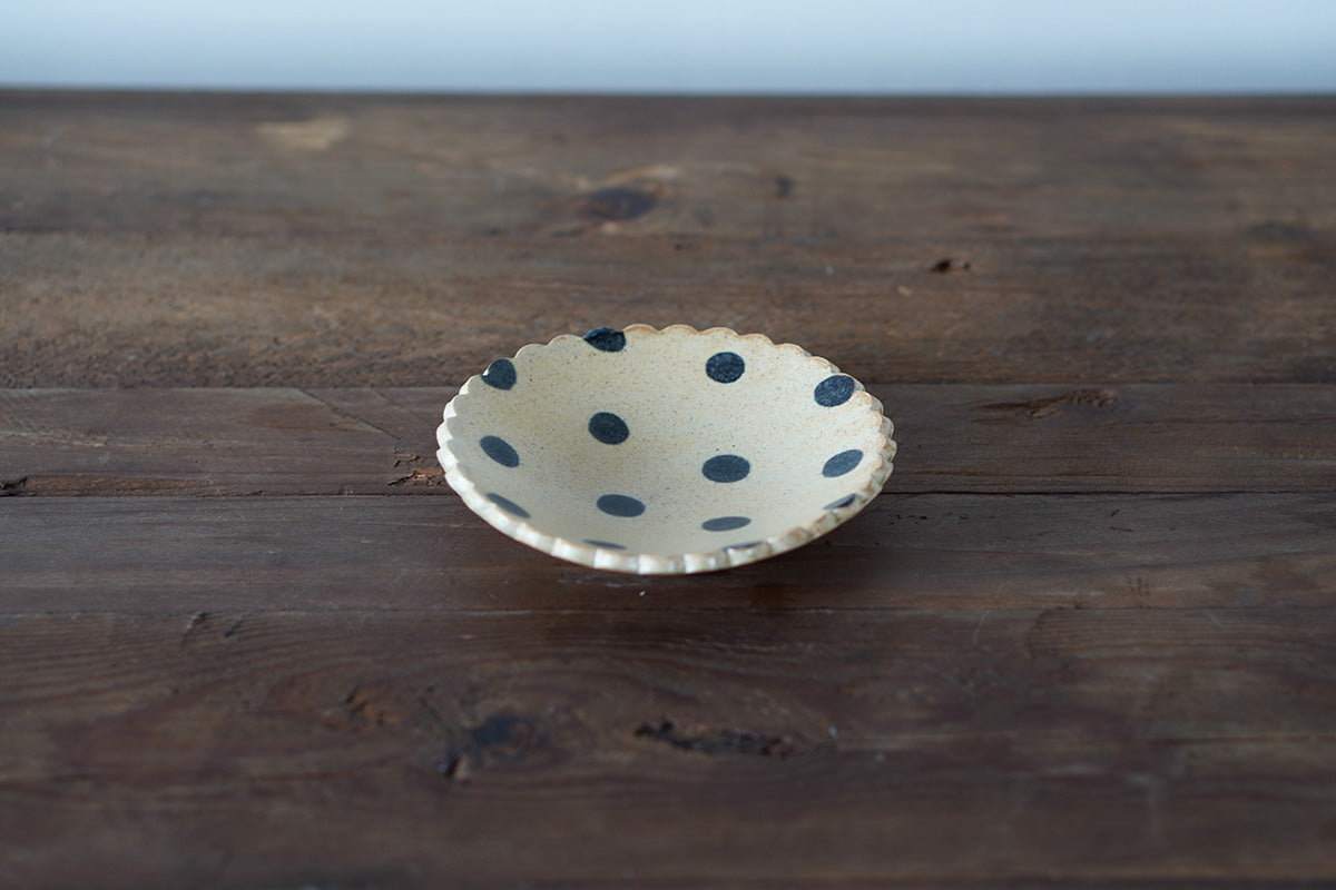 sunny-craft サニークラフト 花皿 4寸(ドット柄 / きせと釉)