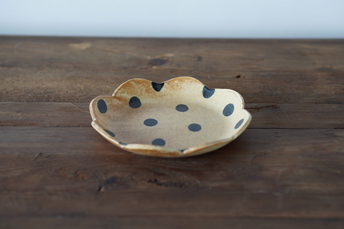 sunny-craft サニークラフト 花皿 6寸(ドット柄 / きせと釉)