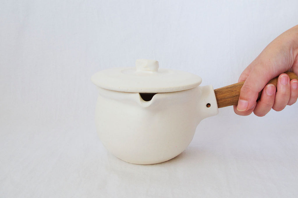 馬場勝文陶工房 ふた付き耐熱ミルクパン［白］