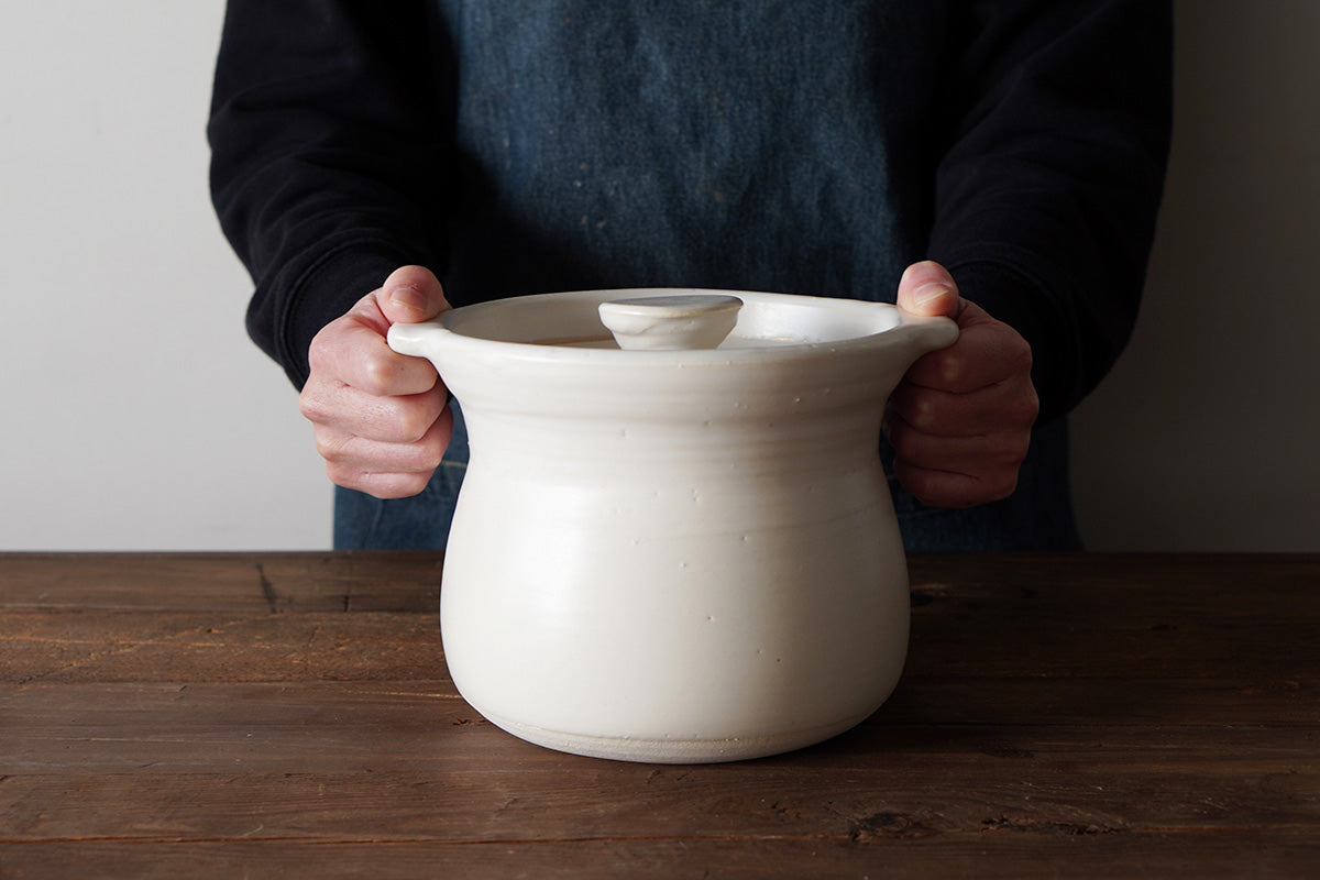 馬場勝文陶工房 ｜ ごはん炊き鍋 3合［白］