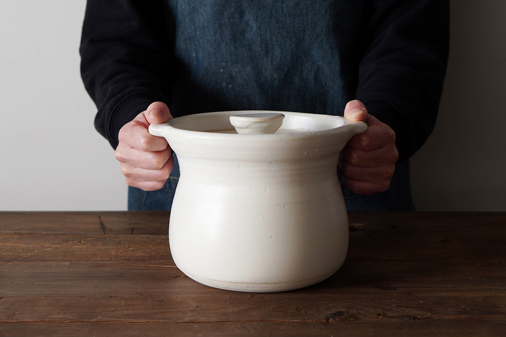 馬場勝文陶工房 ｜ ごはん炊き鍋 3合［白］